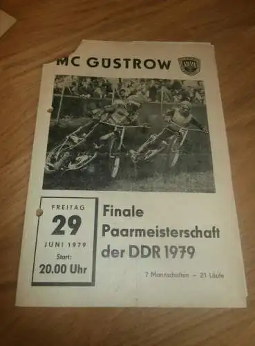 Speedway Güstrow 29.06.1979 , DDR Meisterschaft Finale , Programmheft / Programm / Rennprogramm , program !!!