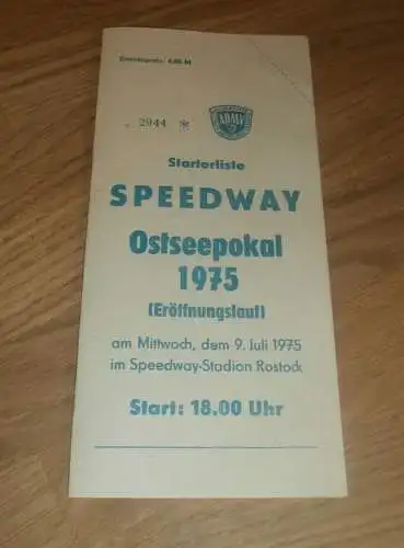 Speedway Rostock 9.07.1975 , Programmheft / Programm / Rennprogramm , program !!!