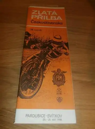 Speedway Pardubice 1986 , Zlata Prilba , Programmheft / Programm / Rennprogramm , program !!!