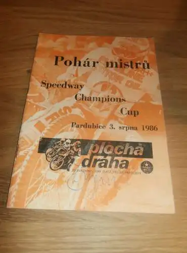 Speedway Pardubice 3.08.1986 , Programmheft / Programm / Rennprogramm , program !!!