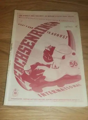 Sachsenring Weltmeisterschaft 19.08.1956 , Motorradrennen , Programmheft / Programm / Rennprogramm , program !!!