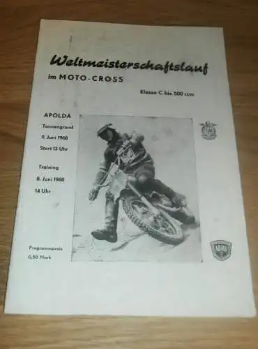 Moto Cross Weltmeisterschaft Apolda , 8.06.1968 , Motocross , Programmheft / Programm / Rennprogramm , program !!!