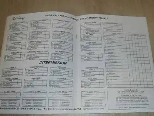 Speedway AMA Speedway Series 2002 , Programmheft / Programm / Rennprogramm , program !!!