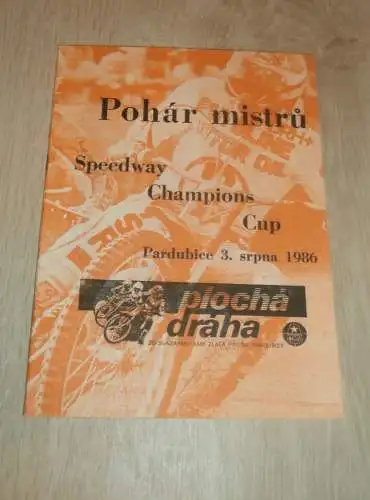 Speedway Pardubice 3.08.1986 , Programmheft / Programm / Rennprogramm , program !!!