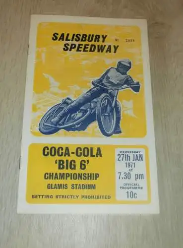 Speedway Salisbury 27.01.1971  , Coca-Cola , Programmheft / Programm / Rennprogramm , program !!!