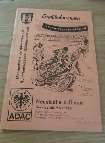 Sandbahnrennen Neustadt a.d. Donau , 28.03.1976 , Programmheft / Programm / Rennprogramm , program !!!