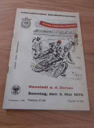 Sandbahnrennen Neustadt a.d. Donau , 3.5.1970 , Programmheft / Programm / Rennprogramm , program !!!