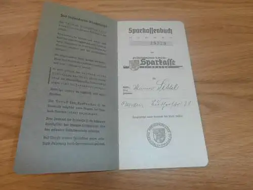 altes Sparbuch Dessau , 1937 - 1944 , Minna Sittel , Sparkasse , Bank !!!