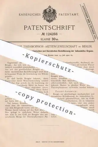 original Patent - Deutsche Thermophor AG Berlin , 1900 , Bougie zur Behandlung der Organe | Sonde | Medizin , Arzt !!