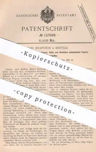 original Patent - Carl Knapstein , Krefeld , 1898 , Färben von Pflanzenfaser , Seide | Farbstoff , Färben | Wolle