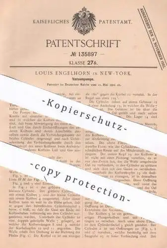 original Patent - Louis Engelhorn , New York , USA , 1901 , Vakuumpumpe | Vakuum | Pumpe , Pumpen | Motor