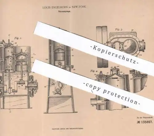 original Patent - Louis Engelhorn , New York , USA , 1901 , Vakuumpumpe | Vakuum | Pumpe , Pumpen | Motor