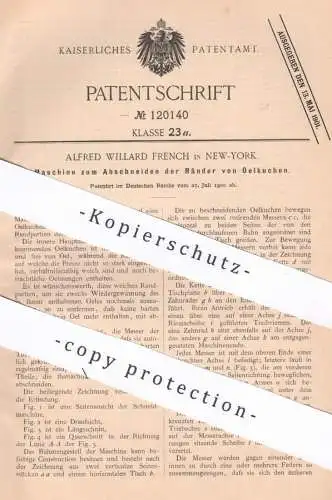 original Patent - Alfred Willard French , New York , USA , 1900 , Abschneiden der Ränder von Ölkuchen | Öl , Presse !!