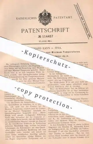 original Patent - Richard Kann , Jena , 1899 , Wärmeregler für Temperaturen | Wärme - Regelung | Quecksilber