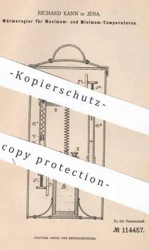 original Patent - Richard Kann , Jena , 1899 , Wärmeregler für Temperaturen | Wärme - Regelung | Quecksilber