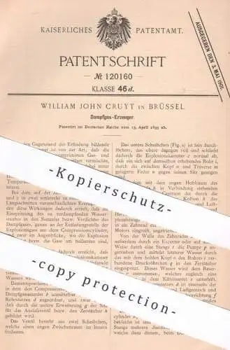 original Patent - William John Cruyt , Brüssel , Belgien , 1899 , Dampfgas - Erzeuger | Dampf , Gas , Gase , Gaserzeuger