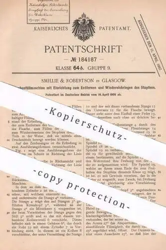 original Patent - Smillie & Robertson , Glasgow , England , 1906 , Flaschenfüllmaschine | Flaschen befüllen | Getränke