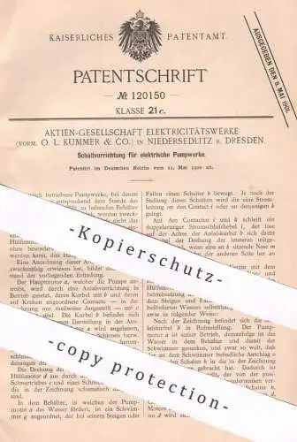 original Patent - AG Elektricitätswerke vorm. O. L. Kummer & Co. , Dresden , 1900 | Elektr. Pumpwerk | Pumpe , Pumpen