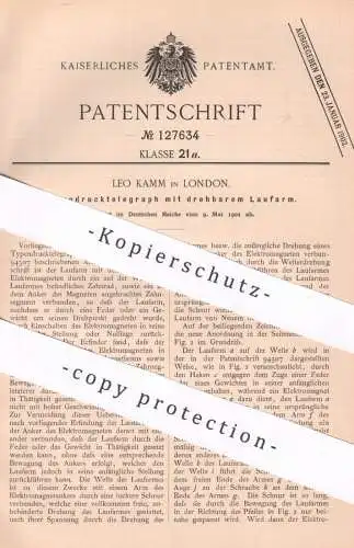 original Patent - Leo Kamm , London , England , 1901 | Typendrucktelegraph | Typen - Druck - Telegraph | Telegraphie !!!