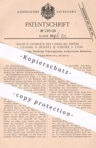 original Patent - Société Chimique Usines Du Rhône Gillard , P. Monnet & Cartier , Lyon Frankreich | Gefäß - Verschluss