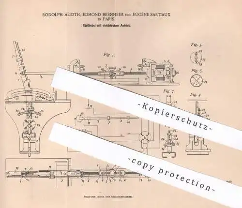 original Patent - Rodolph Alioth , Edmond Bernheim , Eugène Sartiaux , Paris , Frankreich , 1900 , elektr. Stellhebel !!