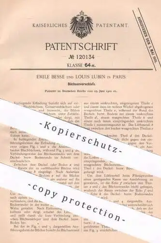 original Patent - Emile Besse , Louis Lubin , Paris , Frankreich , 1900 , Büchsenverschluss | Blech , Büchse , Konserve