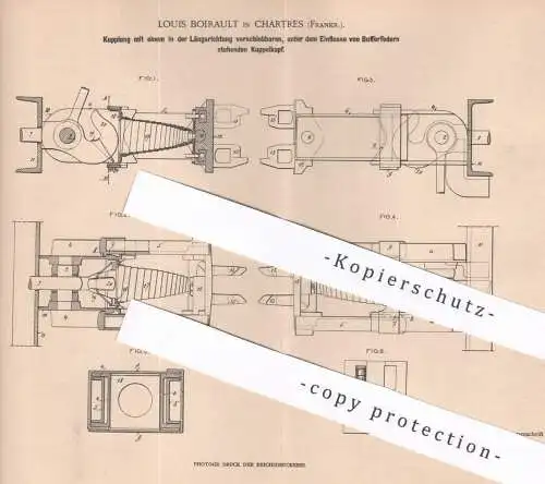 original Patent - Louis Boirault , Chartres , Frankreich | 1900 | Kupplung , Kupplungen | Eisenbahn , Bahn , Lokomotive