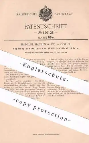 original Patent - Briegleb , Hansen & Co. , Gotha , 1900 , Peltonrad , Strahlrad | Rad , Räder | Regulator