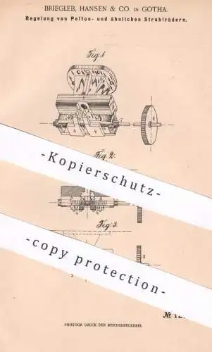 original Patent - Briegleb , Hansen & Co. , Gotha , 1900 , Peltonrad , Strahlrad | Rad , Räder | Regulator