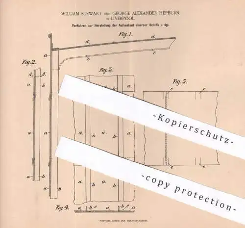 original Patent - William Stewart , George A. Hepburn , Liverpool England , 1894 , Herst. eiserner Schiffe | Schiff