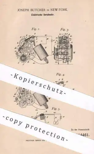 original Patent - Joseph Butcher , New York , USA , 1899 , Elektrische Unruheuhr | Uhr , Uhren | Uhrwerk | Uhrmacher