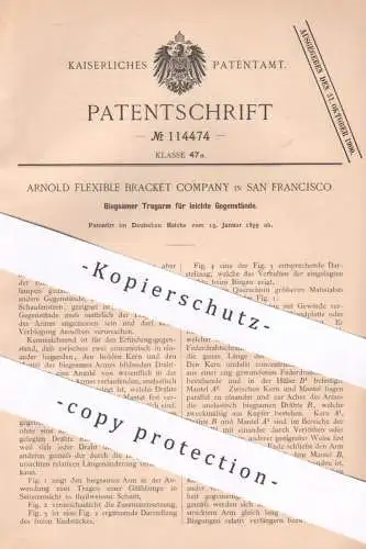 original Patent - Arnold Flexible Bracket Company , San Francisco , USA , 1899 , Biegsamer Tragarm für Lampen | Lampe !