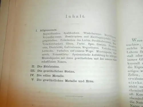 Buch Mineralogie , 1862, Franz von Kobell , Edelsteine , Mineralien , Kristalle , Steine , Erz , Erze ,Fachbuch Geologie