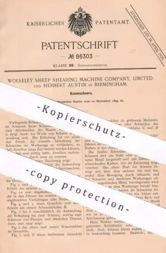 original Patent - Wolseley Sheep Shearing Machine Comp. Ltd. | Herbert Austin , Birmingham England | Kammschere | Schere