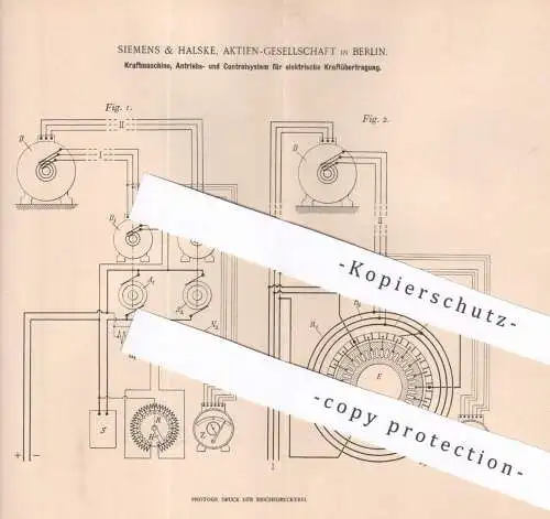 original Patent - Siemens & Halske AG Berlin , 1898 , Kraftmaschine , Antrieb | Motor , Motoren , Elektrik , Strom !