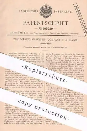 original Patent - The Deering Harvester Company , Chicago , USA 1898 , Garbenbinder | Stroh , Getreide , Landwirtschaft