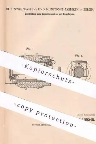 original Patent - Deutsche Waffen- & Munitions-Fabriken , Berlin , 1899 , Kugellager | Wagen , Fahrrad , Rad | Lager