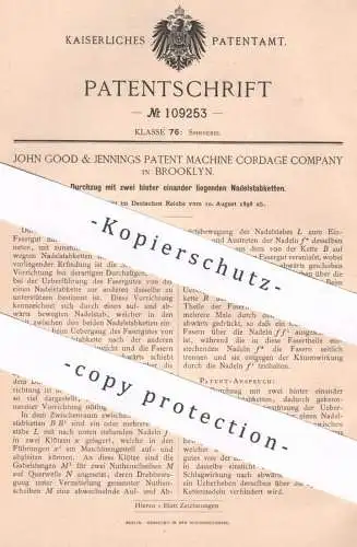 original Patent - John Good & Jennings Patent Machine Cordage Comp. Brooklyn USA | Durchzug für Nadelstabkette | Spinnen