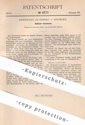 original Patent - Ferdinand Jagenberg , Solingen | Holländer - Grundwerk | Papier , Papierfabrik , Pappe , Cellulose !!