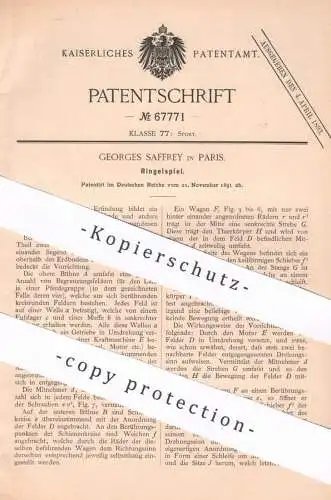 original Patent - Georges Saffrey , Paris , Frankreich , 1891 , Ringelspiel | Spiel , Pferde | Sport , Spiele !!