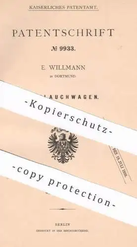 original Patent - E. Willmann , Dortmund , 1879 , Schlauchwagen | Schlauch , Schläuche , Wasserleitung , Feuerwehr