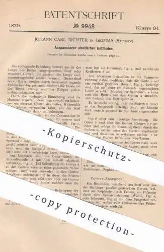 original Patent - Johann Carl Richter , Grimma / Sachsen , 1879 , elastischer Bettboden | Bett , Federn | Möbel , Betten