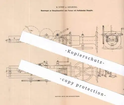 original Patent - R. Döhn , Siegburg , 1879 , Stampfmaschinen | Form , Formen , Sandform , Formkasten !!