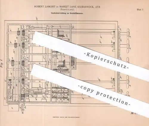 original Patent - Robert Lamont , Market Lane , Kilmarnock , Ayr , Schottland , 1892 , Kasse , Kassen | Geschäftskasse