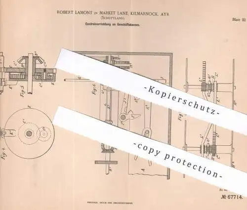 original Patent - Robert Lamont , Market Lane , Kilmarnock , Ayr , Schottland , 1892 , Kasse , Kassen | Geschäftskasse