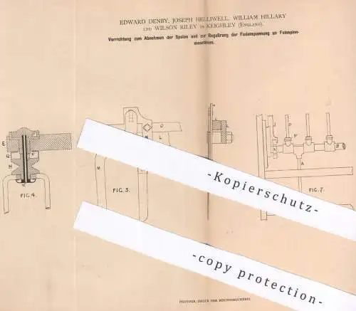 original Patent - Edward Denby , Joseph Helliwell , William Hillary , Wilson Riley | Keighley , England | Spinnmaschinen