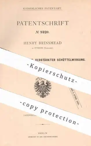 original Patent - Henry Brinsmead , Ipswich , England , 1879 , Strohschüttler an Dreschmaschinen | Dreschen , Stroh !!