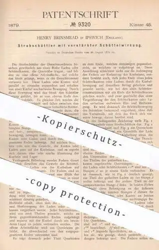 original Patent - Henry Brinsmead , Ipswich , England , 1879 , Strohschüttler an Dreschmaschinen | Dreschen , Stroh !!