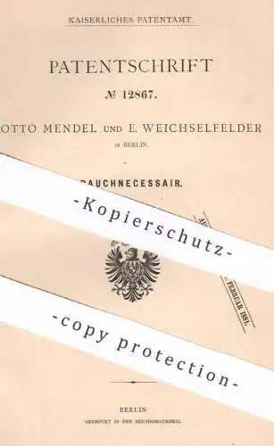 original Patent - Otto Mendel und E. Weichselfelder , Berlin , 1880 , Rauchnecessair | Zigarren , Zigaretten , Tabak !!