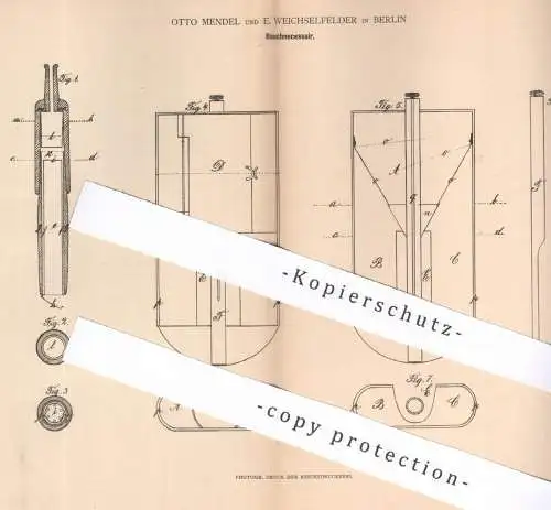 original Patent - Otto Mendel und E. Weichselfelder , Berlin , 1880 , Rauchnecessair | Zigarren , Zigaretten , Tabak !!